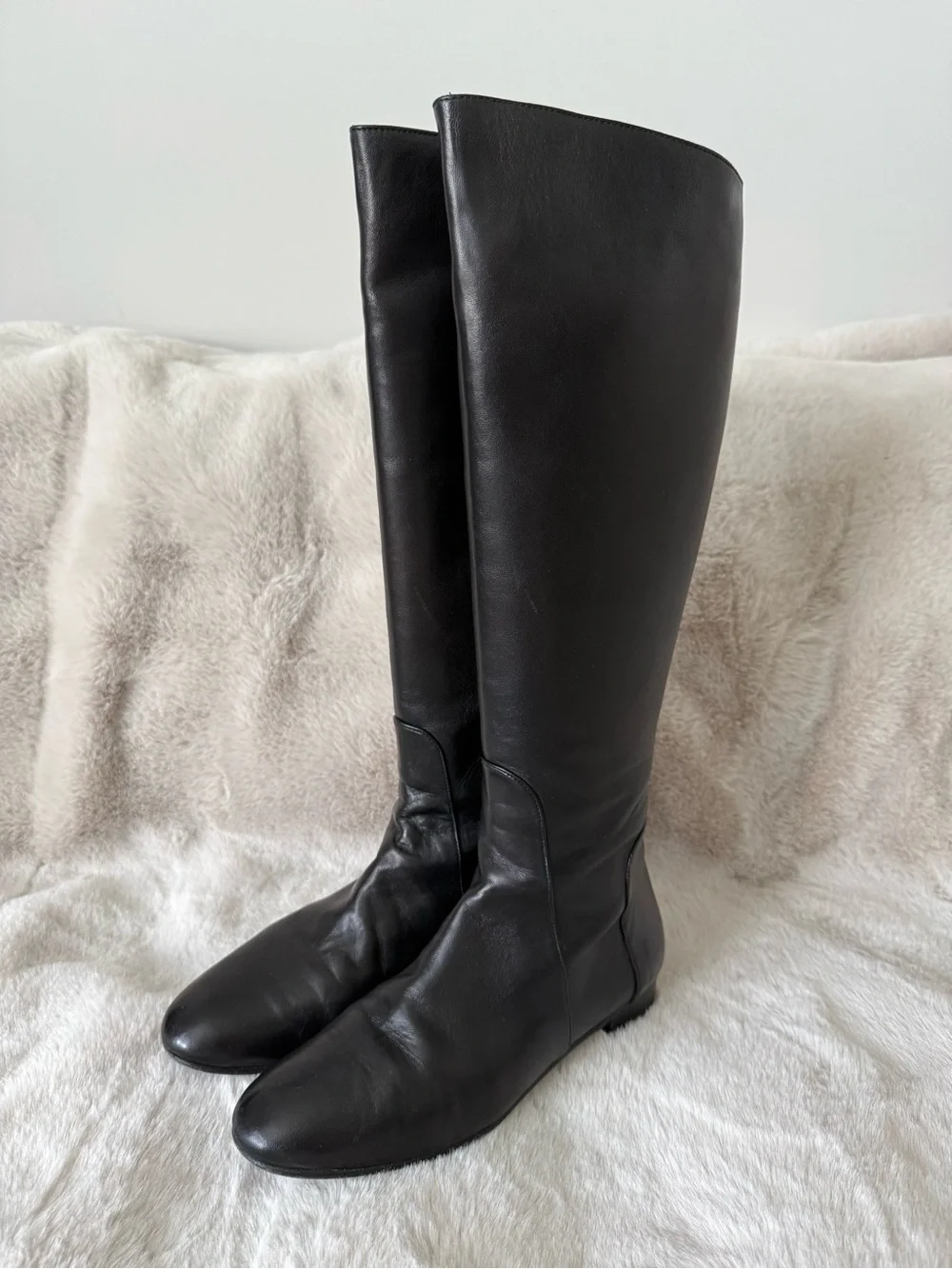 Worn once! Delman Black Nappa Leather Knee Hight Boots 7,5